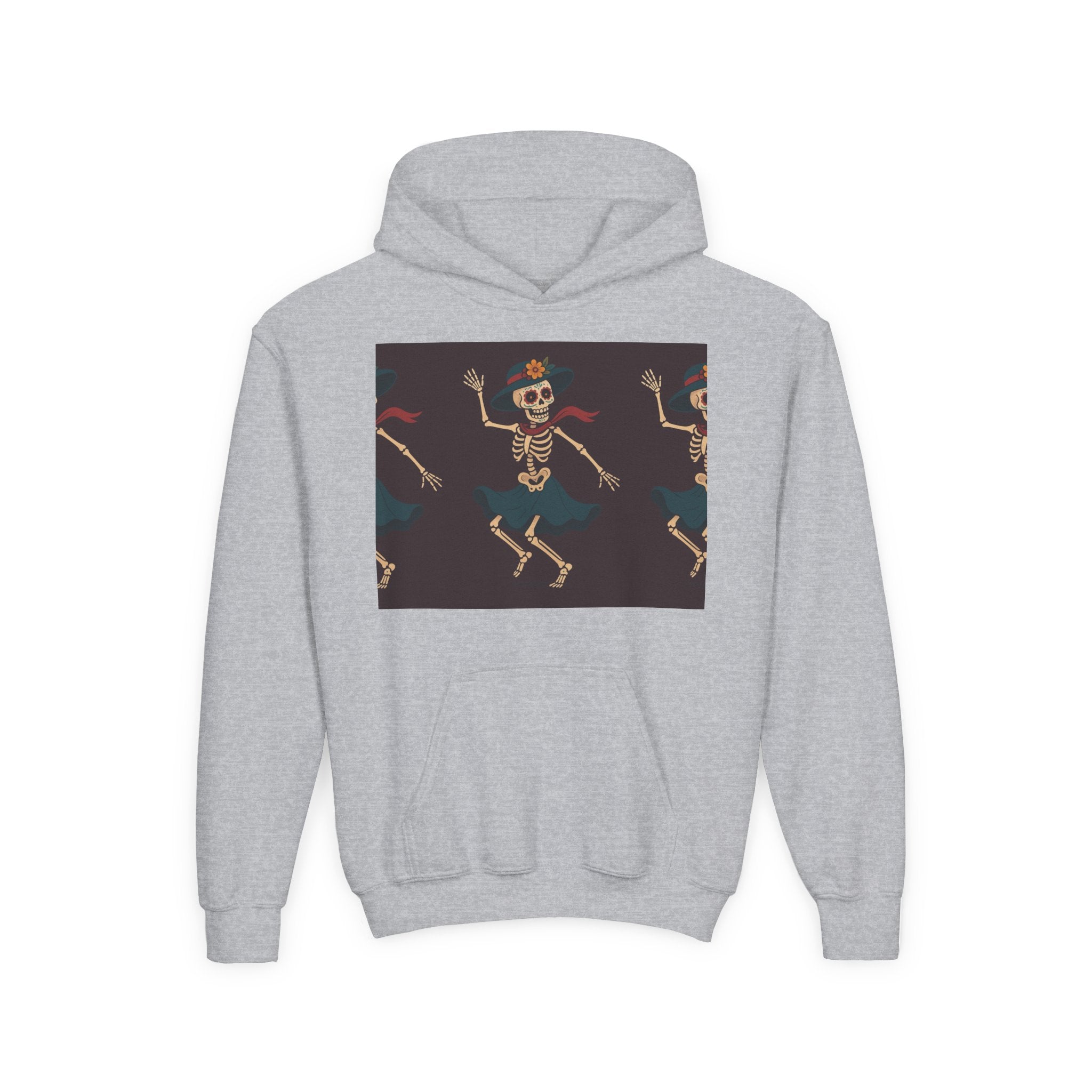 MOSiQ | Day of the Dead Teen Skeleton Costume Skeletons Youth Hoodie - Halloween Gift, Dance Party Sweater, Trendy Kids Apparel, Cute Halloween Outfits, Fun Trick-or-Treat