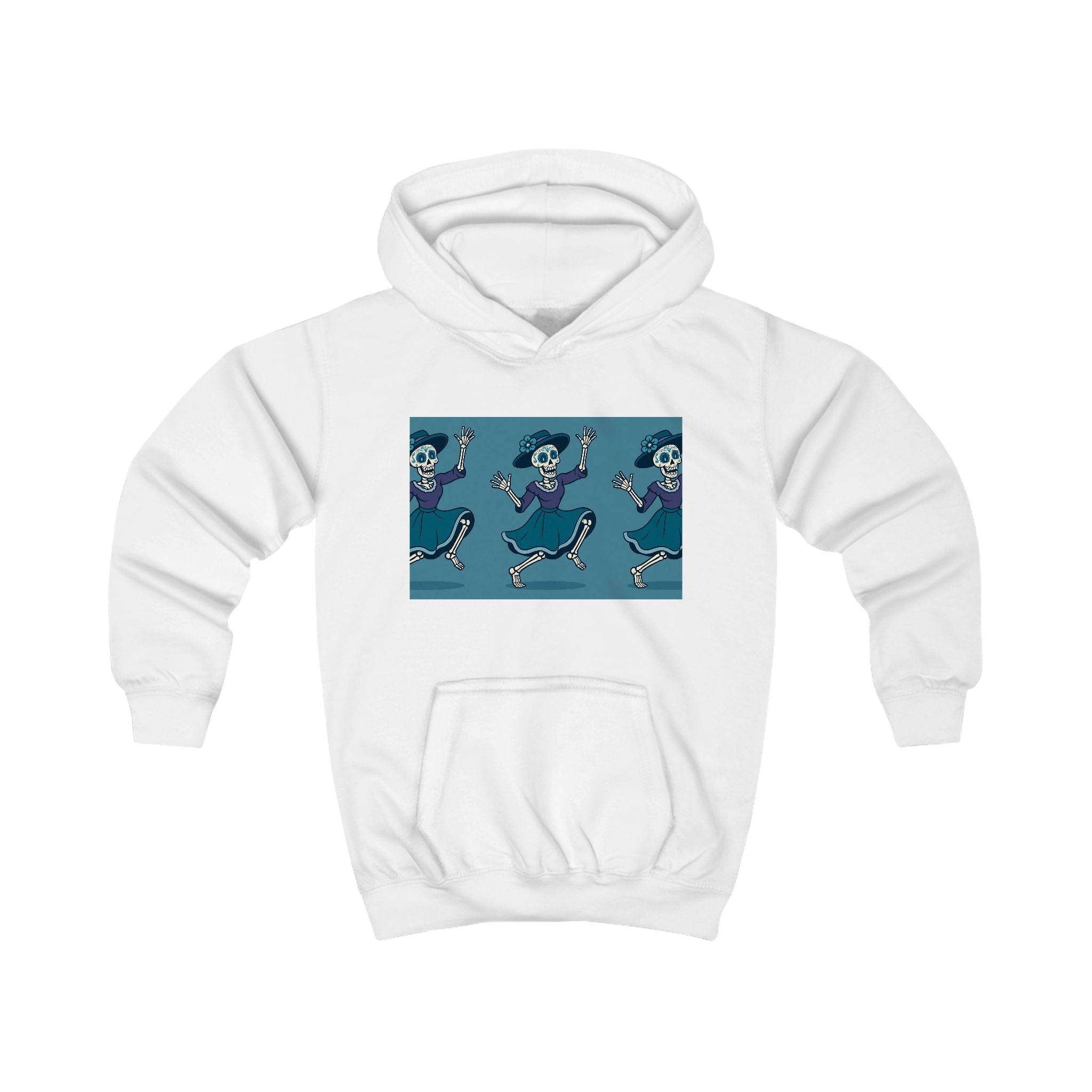 MOSiQ | Day of the Dead Skeleton Kids Hoodie - Perfect for Halloween, Trick or Treating, Parties, Cozy Days, Spooky Vibes