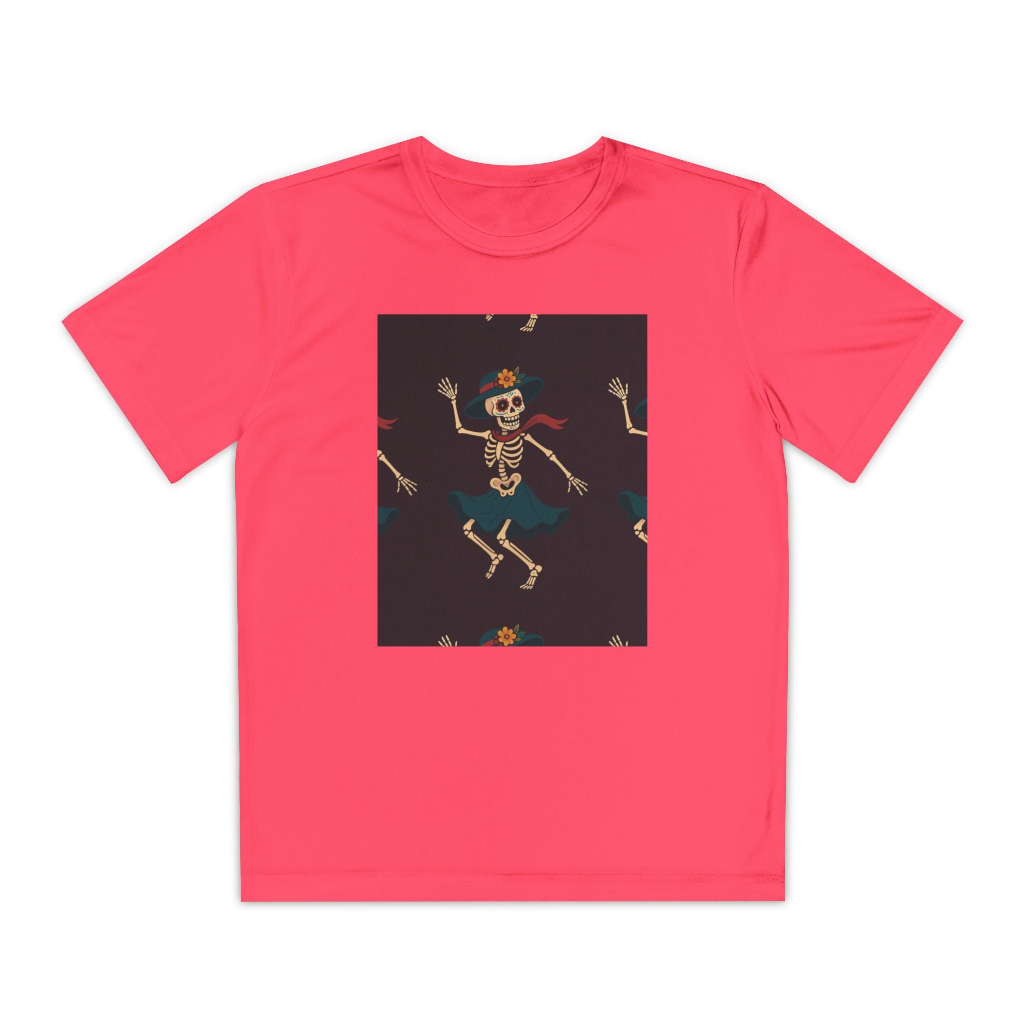 MOSiQ | Day of the Dead Kids Skeleton Costume Youth Skeleton Dance Tee, Fun Halloween Shirt for Kids, Spooky Costume Top, Trendy Skeleton Graphic T-Shirt, Perfect for Parties, Gifts