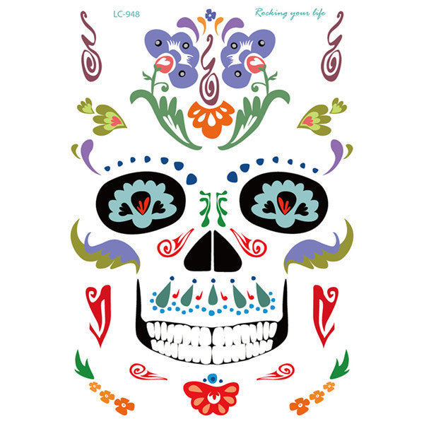MOSiQ | Day of the Dead Halloween face sticker tattoo sticker