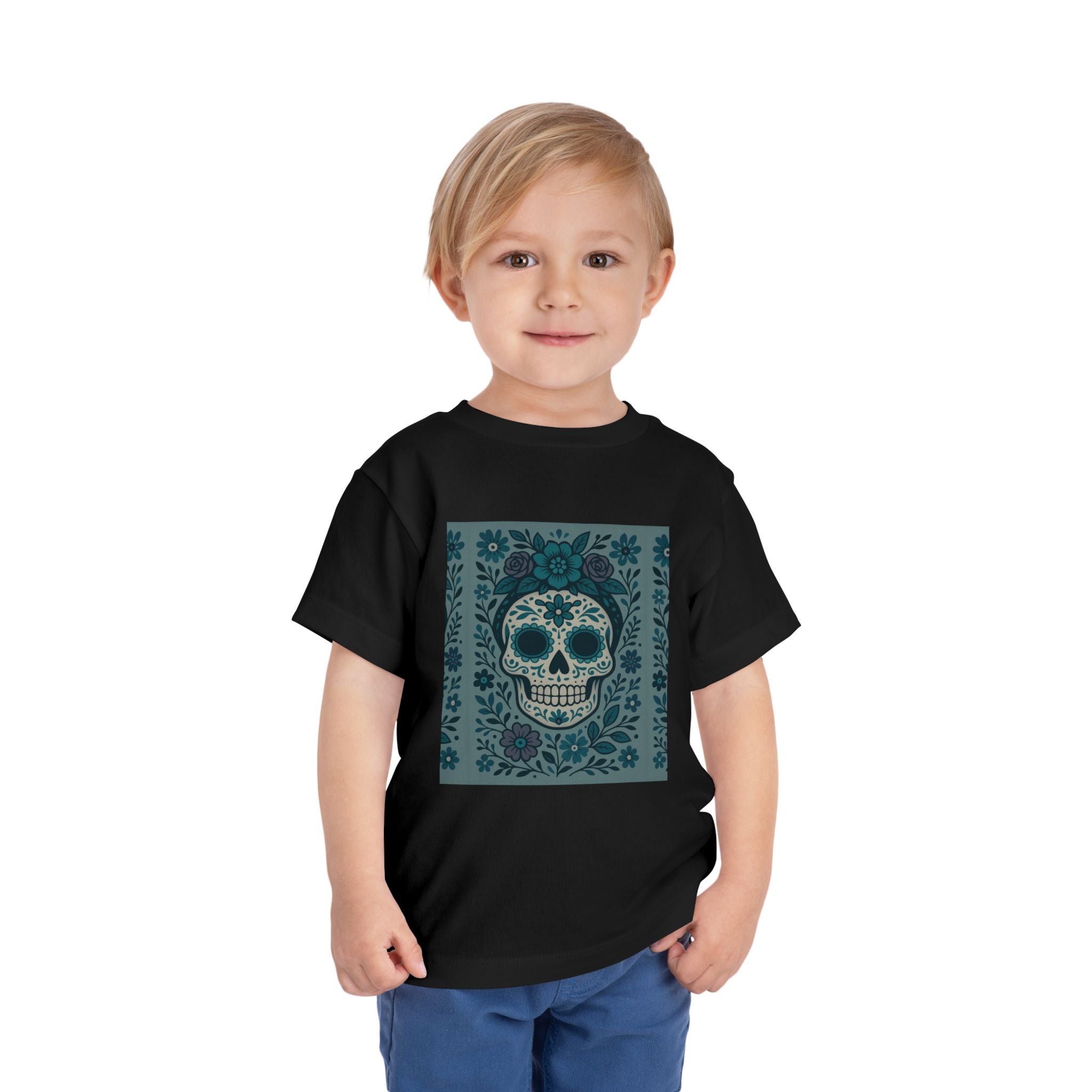 MOSiQ | Day of the Dead  Sugar Skull Toddler Tee, Kids' Halloween Shirt, Día de los Muertos Gift, Cute Toddler Outfit, Toddler Graphic T-Shirt