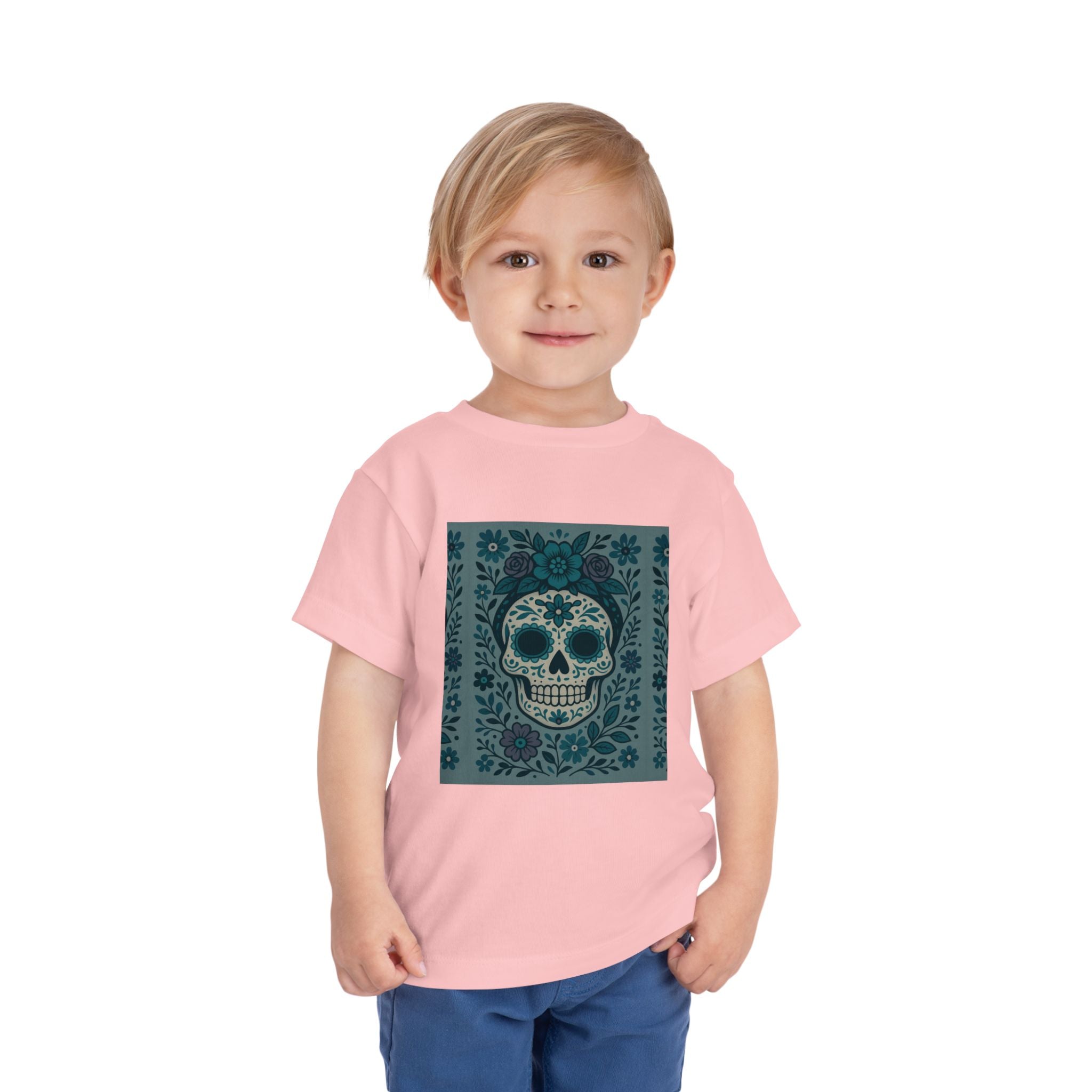 MOSiQ | Day of the Dead  Sugar Skull Toddler Tee, Kids' Halloween Shirt, Día de los Muertos Gift, Cute Toddler Outfit, Toddler Graphic T-Shirt