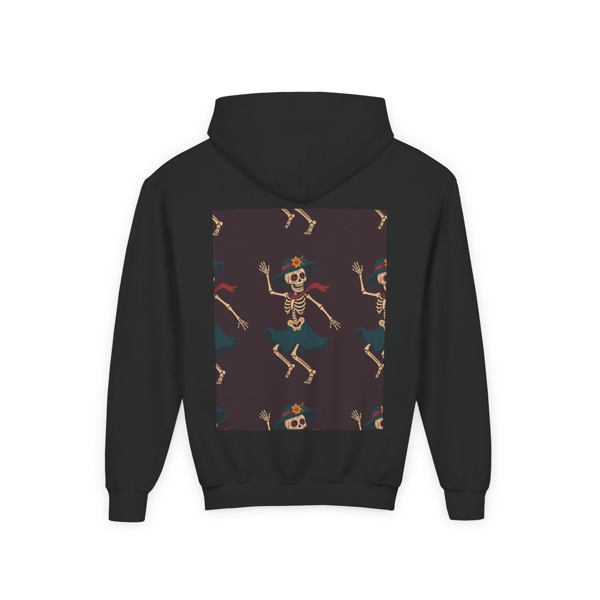 MOSiQ | Day of the Dead Teen Skeleton Costume Skeletons Youth Hoodie - Halloween Gift, Dance Party Sweater, Trendy Kids Apparel, Cute Halloween Outfits, Fun Trick-or-Treat