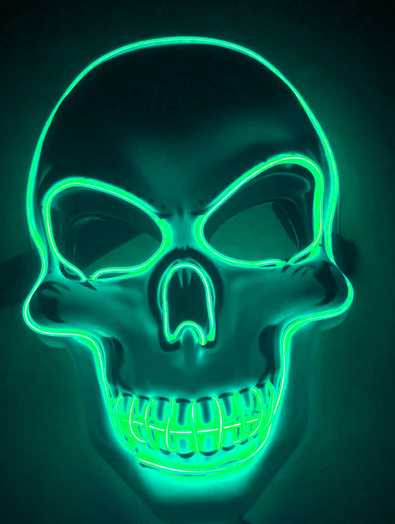 MOSiQ |Day of the Dead  Halloween Skeleton Mask LED Glow Scary Mask
