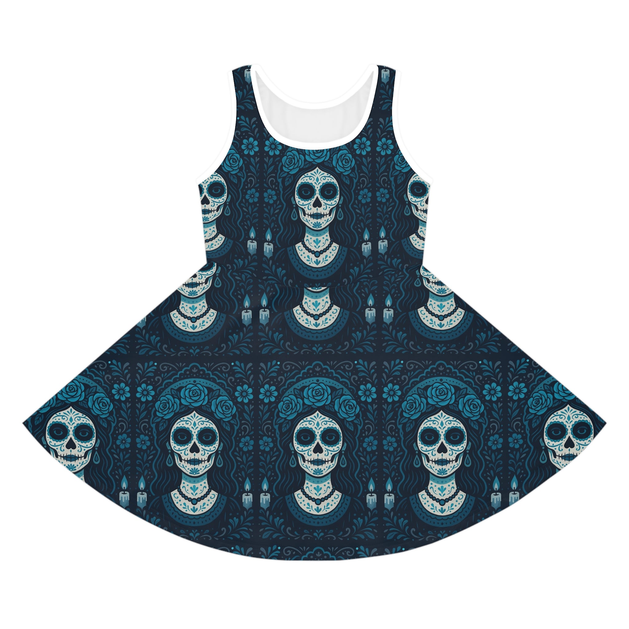 MOSiQ | Day of the Dead Pattern Girls' Havana, Day of the Dead Dress, Bohemian, Festival Outfit, Halloween Costume, Unique Gift