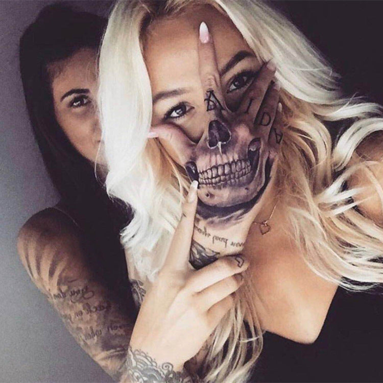 MOSiQ | Day of the Dead Tattoo Stickers Waterproof Female Long-Lasting Rose Smiley Magic Ghost Face Tattoo Cover Scar Stickers