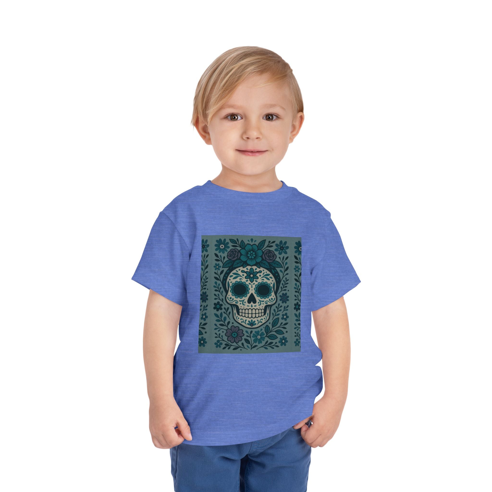 MOSiQ | Day of the Dead  Sugar Skull Toddler Tee, Kids' Halloween Shirt, Día de los Muertos Gift, Cute Toddler Outfit, Toddler Graphic T-Shirt