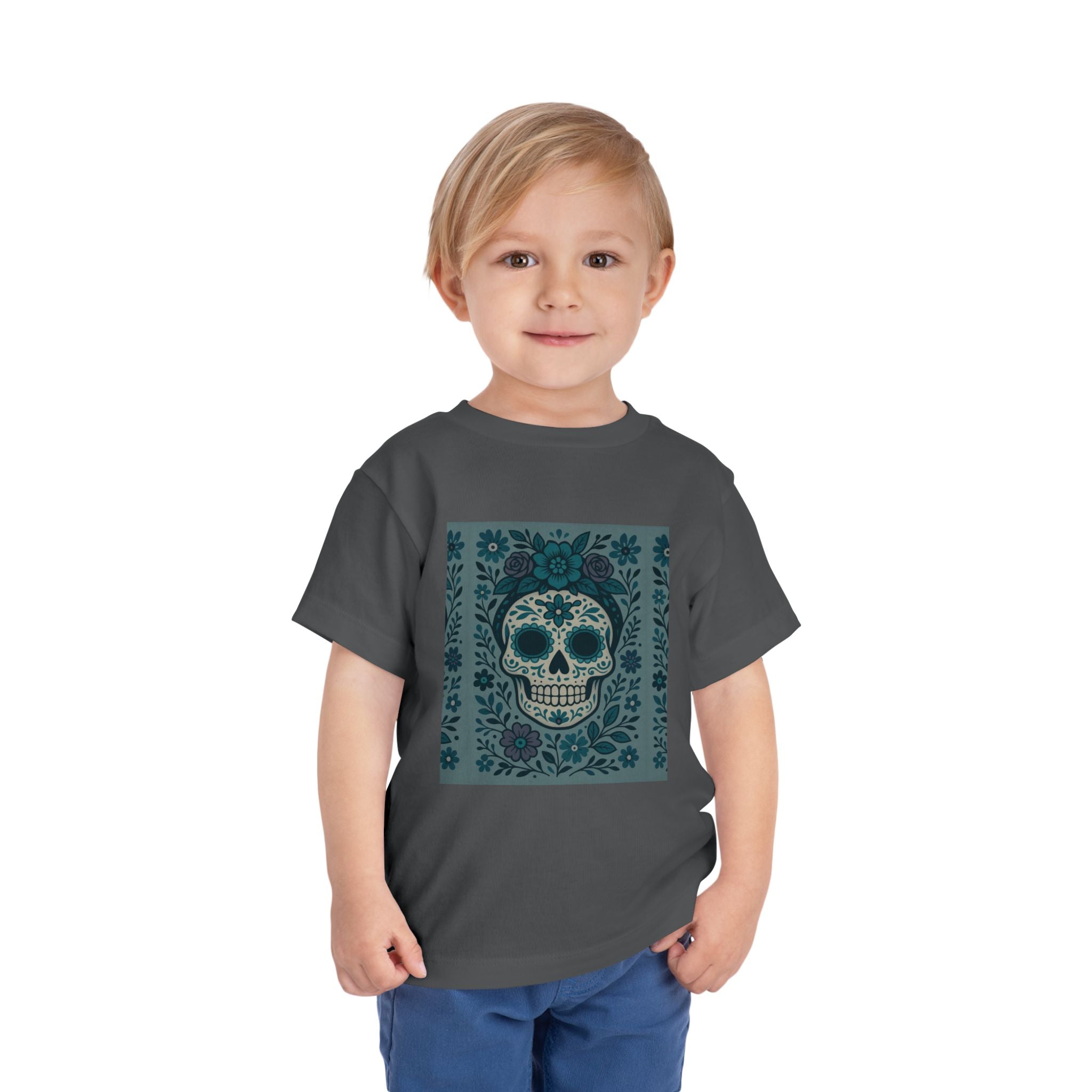 MOSiQ | Day of the Dead  Sugar Skull Toddler Tee, Kids' Halloween Shirt, Día de los Muertos Gift, Cute Toddler Outfit, Toddler Graphic T-Shirt