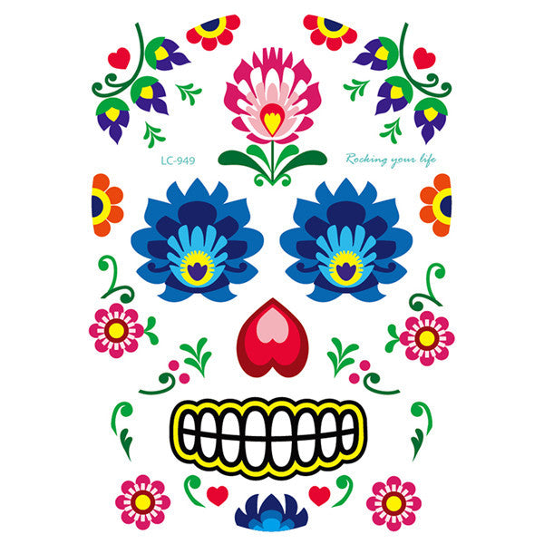 MOSiQ | Day of the Dead Halloween face sticker tattoo sticker