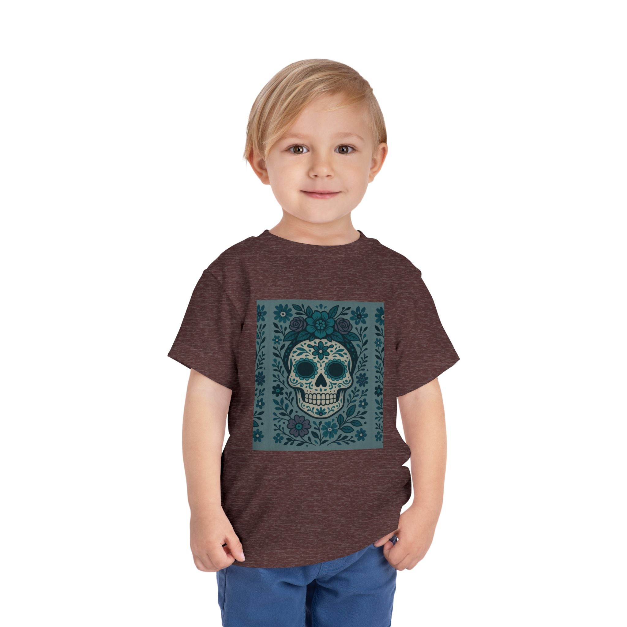 MOSiQ | Day of the Dead  Sugar Skull Toddler Tee, Kids' Halloween Shirt, Día de los Muertos Gift, Cute Toddler Outfit, Toddler Graphic T-Shirt