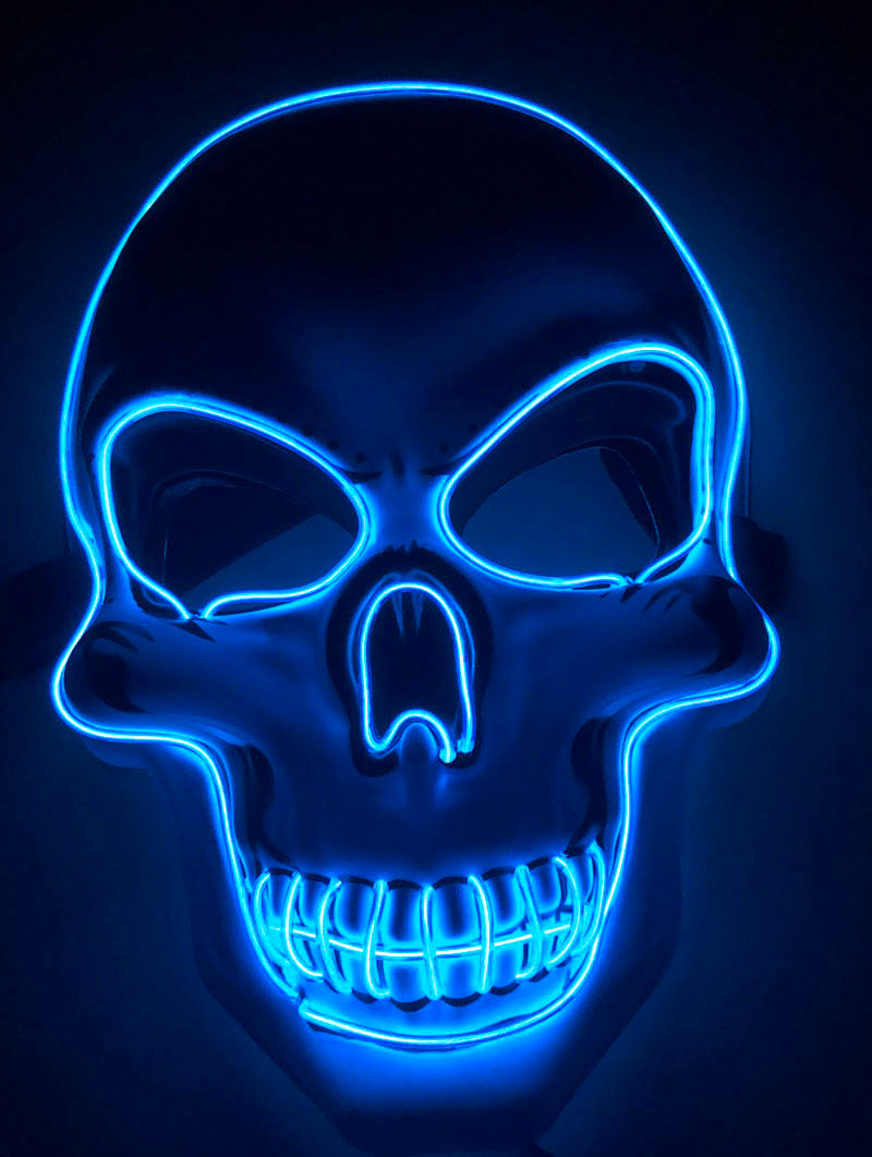 MOSiQ |Day of the Dead  Halloween Skeleton Mask LED Glow Scary Mask