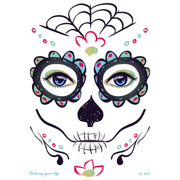 MOSiQ | Day of the Dead Halloween face sticker tattoo sticker