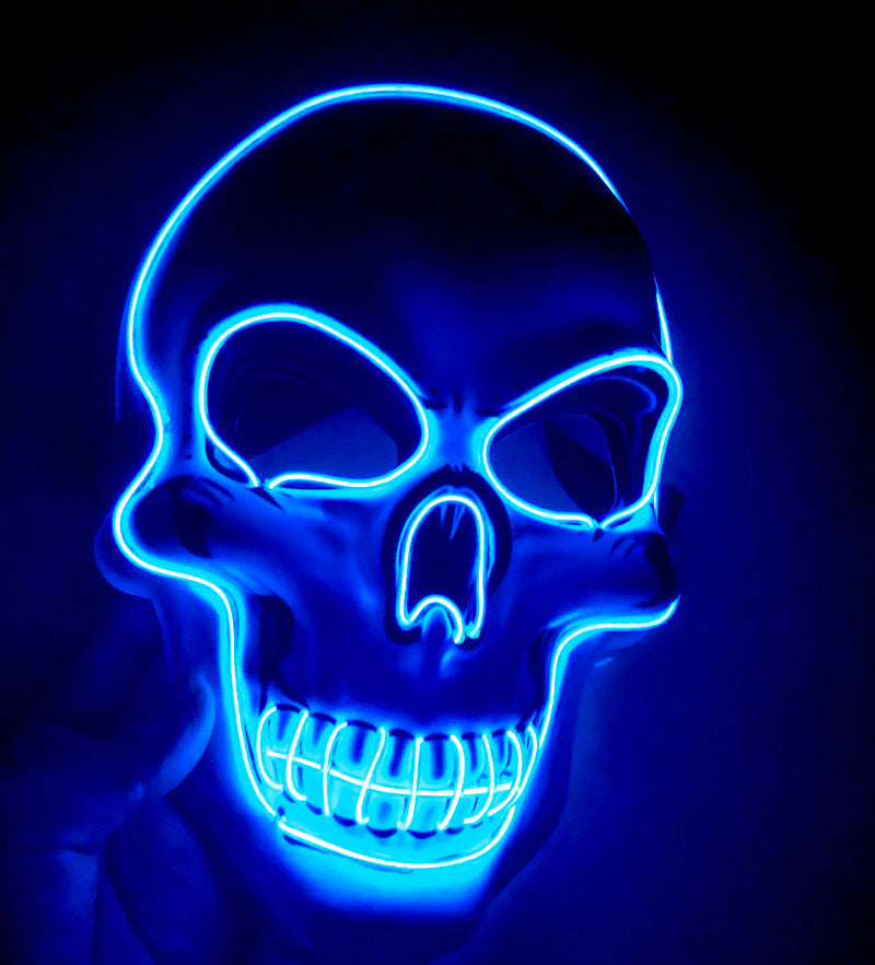 MOSiQ |Day of the Dead  Halloween Skeleton Mask LED Glow Scary Mask