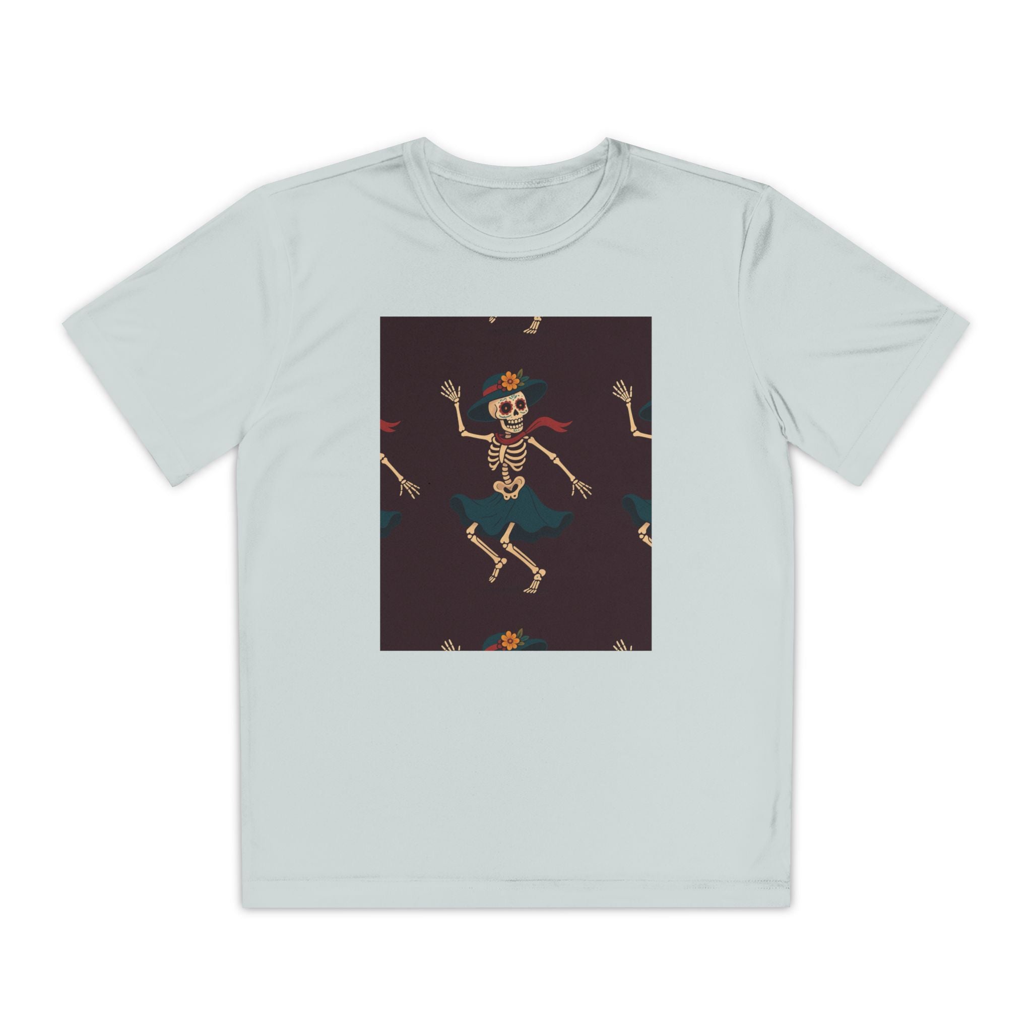 MOSiQ | Day of the Dead Kids Skeleton Costume Youth Skeleton Dance Tee, Fun Halloween Shirt for Kids, Spooky Costume Top, Trendy Skeleton Graphic T-Shirt, Perfect for Parties, Gifts