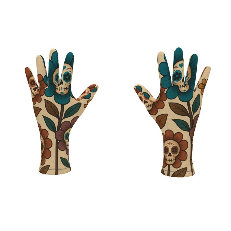 MOSiQ | Day of the Dead  Flower Skull Fleece Gloves
