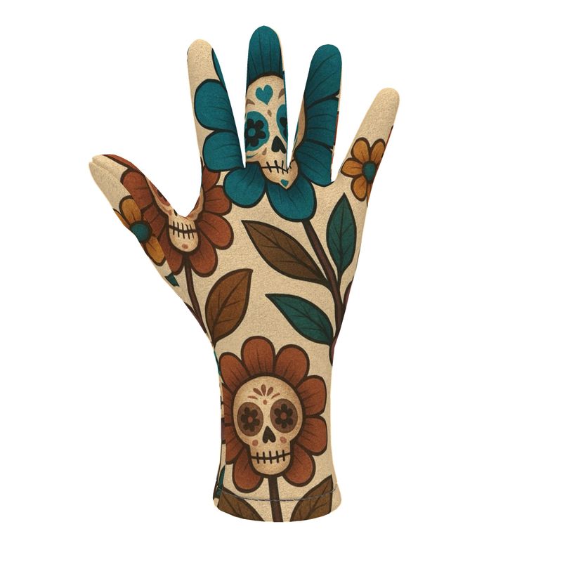 MOSiQ | Day of the Dead  Flower Skull Fleece Gloves