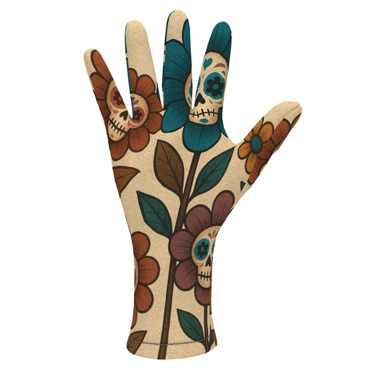 MOSiQ | Day of the Dead  Flower Skull Fleece Gloves