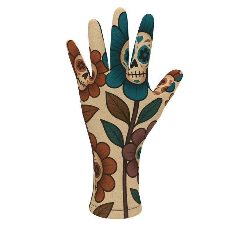 MOSiQ | Day of the Dead  Flower Skull Fleece Gloves