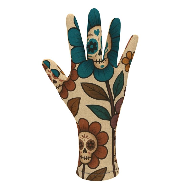 MOSiQ | Day of the Dead  Flower Skull Fleece Gloves