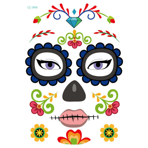 MOSiQ | Day of the Dead Halloween face sticker tattoo sticker