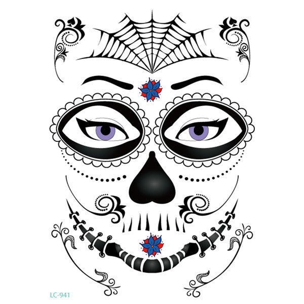 MOSiQ | Day of the Dead Halloween face sticker tattoo sticker