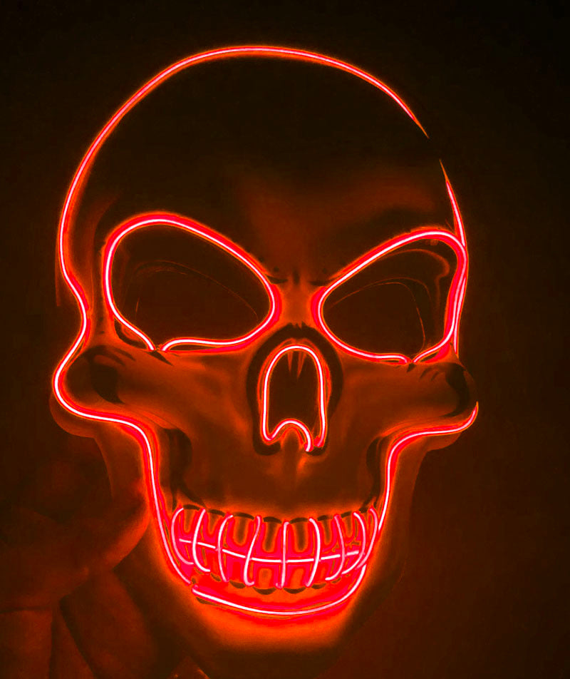 MOSiQ |Day of the Dead  Halloween Skeleton Mask LED Glow Scary Mask