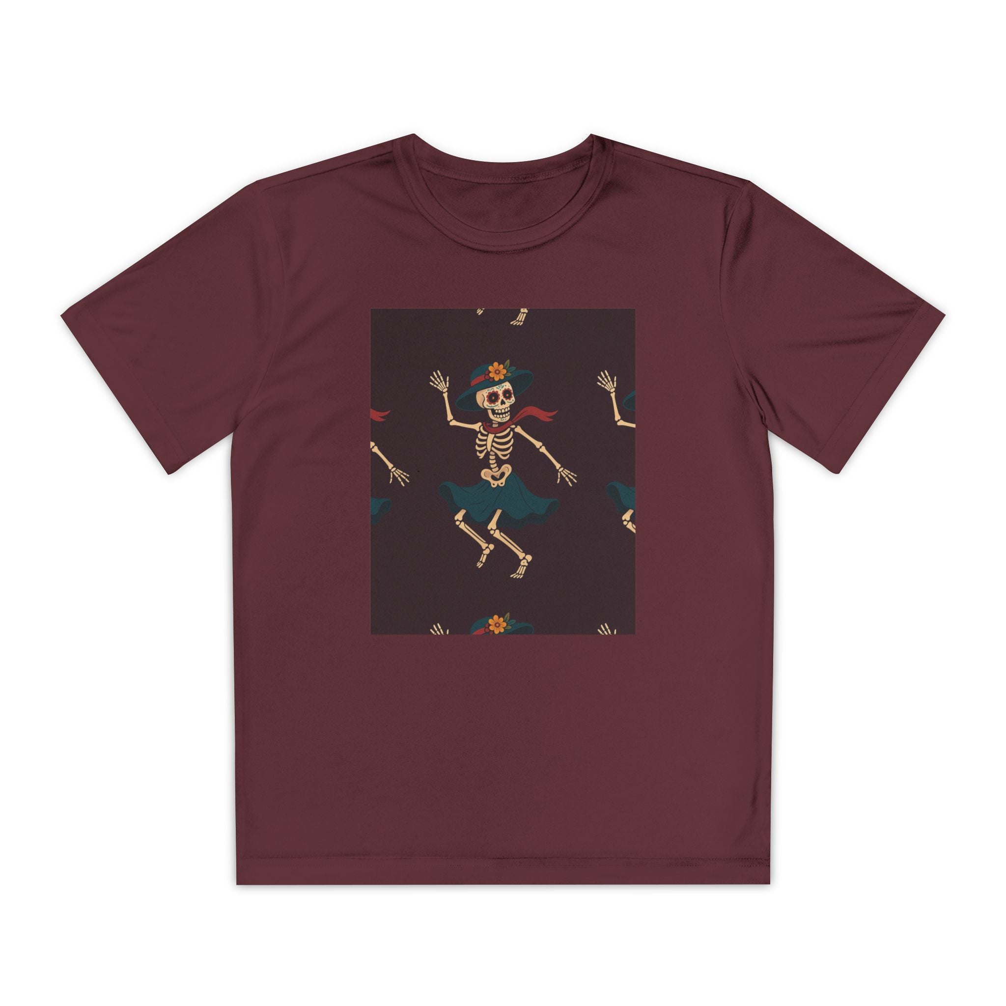 MOSiQ | Day of the Dead Kids Skeleton Costume Youth Skeleton Dance Tee, Fun Halloween Shirt for Kids, Spooky Costume Top, Trendy Skeleton Graphic T-Shirt, Perfect for Parties, Gifts