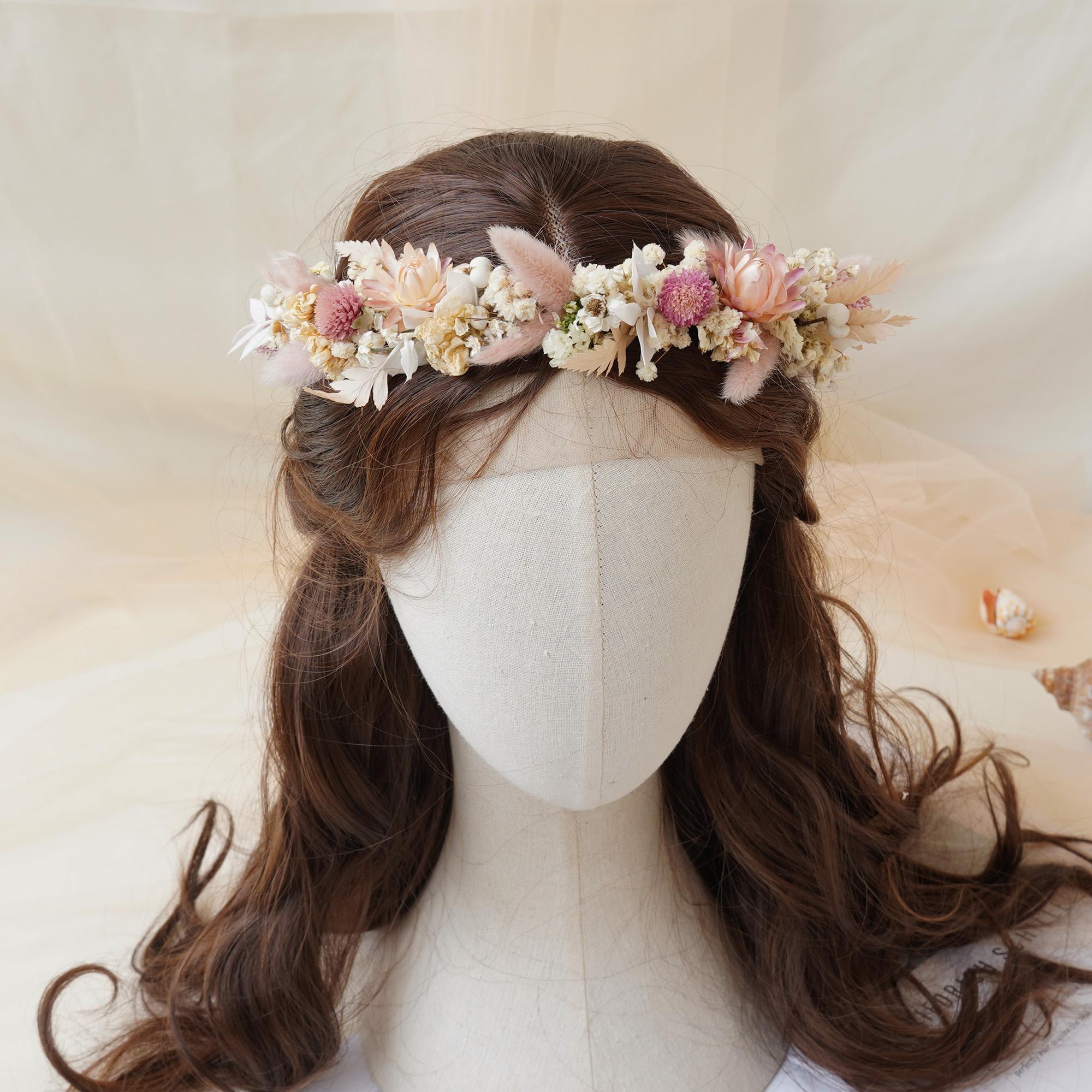 MOSiQ | Day of the Dead  Gypsophila Crown, Dried Flower Crown, Bridal Wedding, Daily Party, Birthday Universal Crown