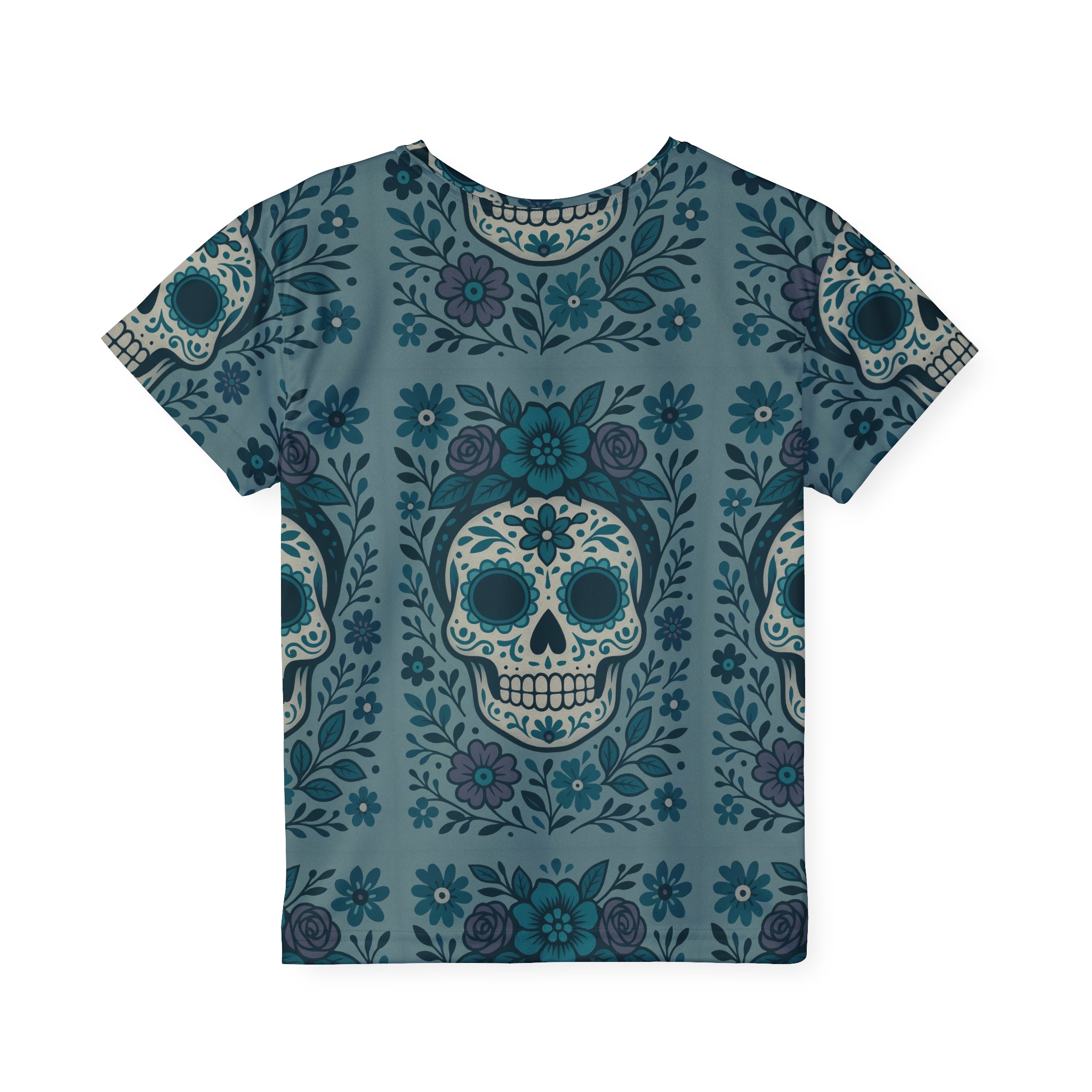 MOSiQ | Day of the Dead Skull Print Kids Jersey - Stylish Sportswear, Summer Play, Halloween Costume, Unique Gift, Trendy Kids Attire