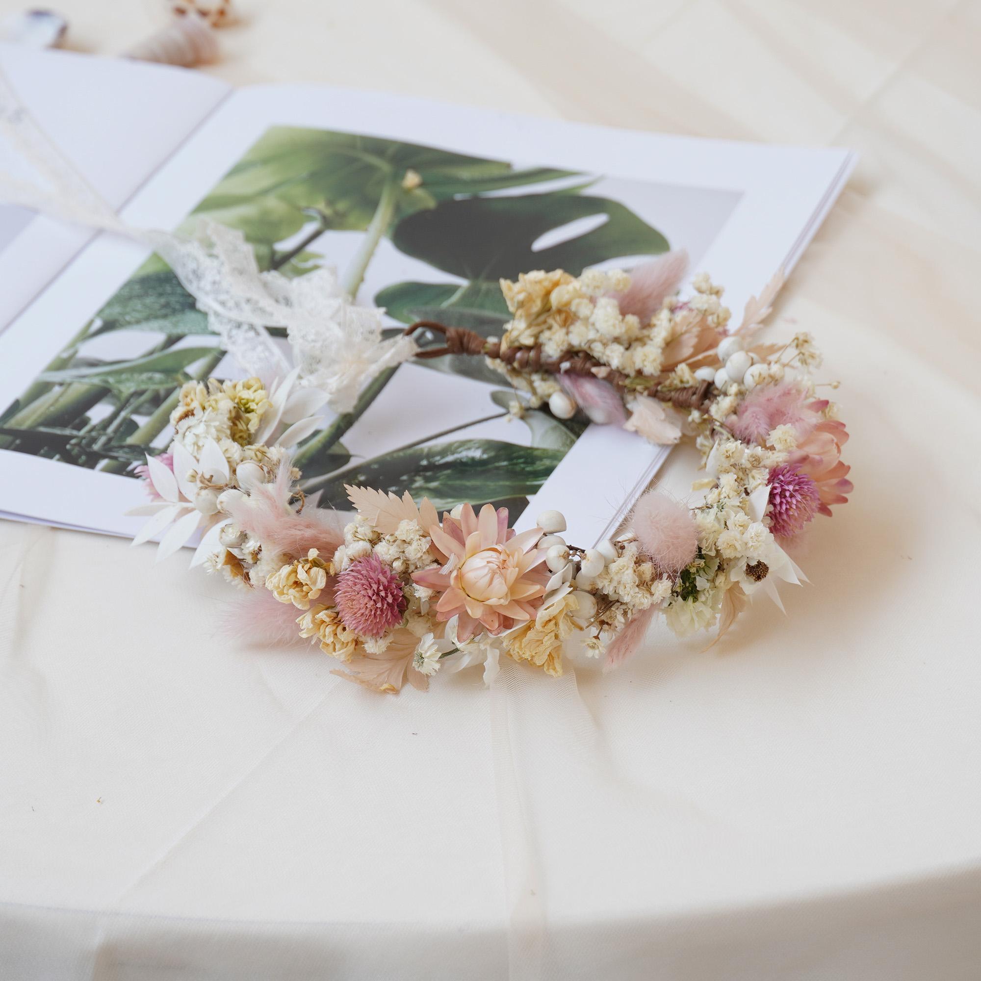 MOSiQ | Day of the Dead  Gypsophila Crown, Dried Flower Crown, Bridal Wedding, Daily Party, Birthday Universal Crown