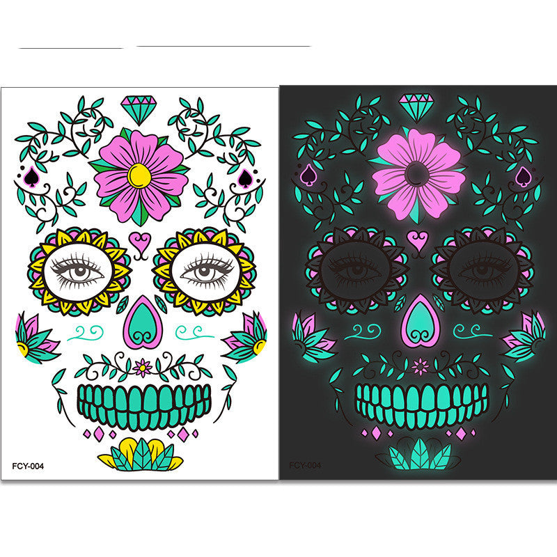 MOSiQ | Day of the Dead  Funny Halloween Two-color Luminous Tattoo Sticker Face