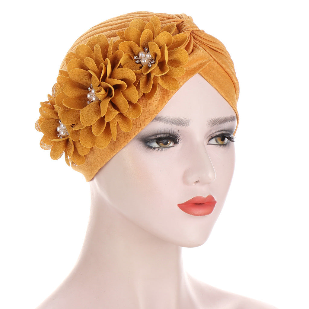 MOSiQ | Day of the Dead  Bandana Hat Pleated Three Flower Hat