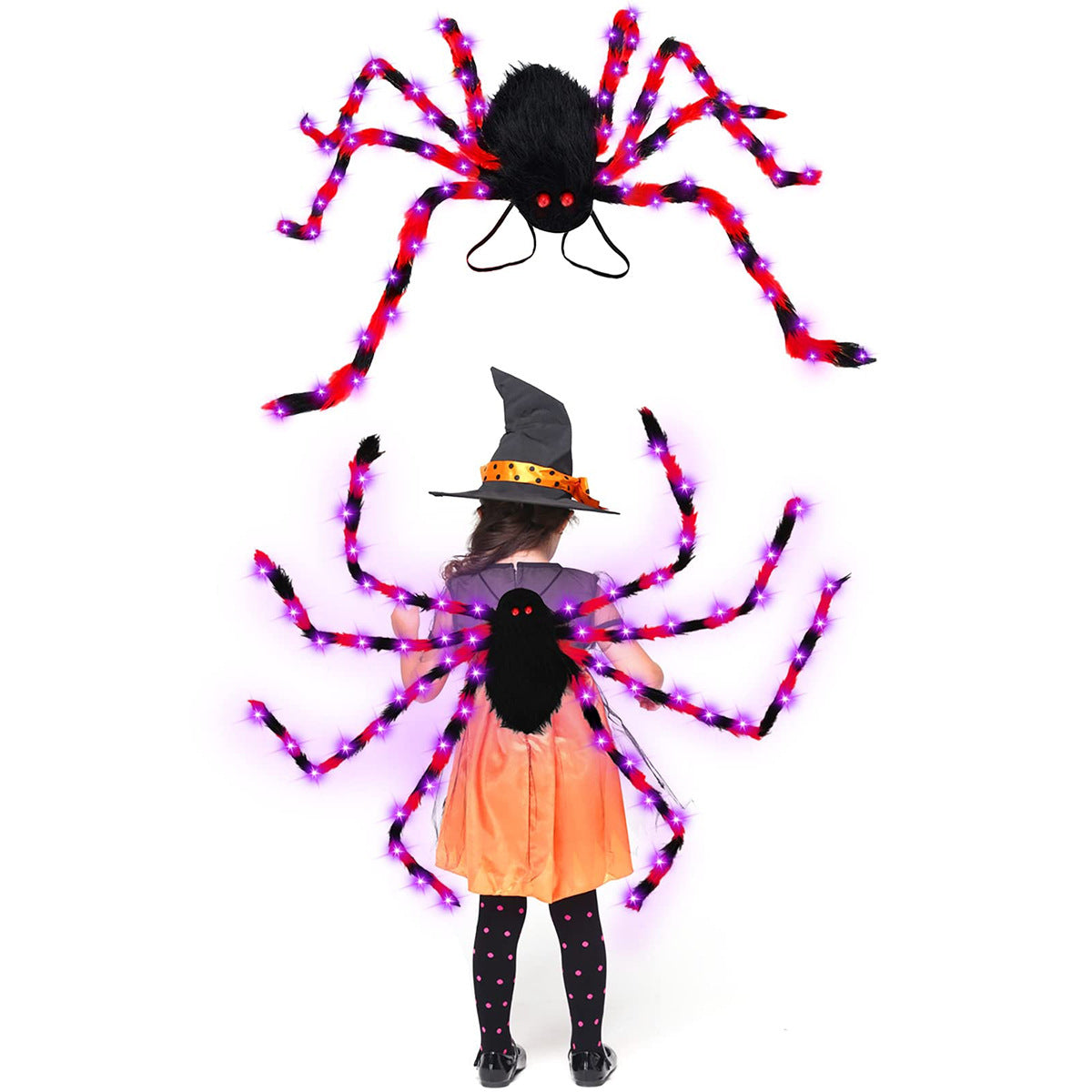 MOSiQ | Day of the Dead Halloween Spider Backpack Nine LED Modes Plush Sugar Bag