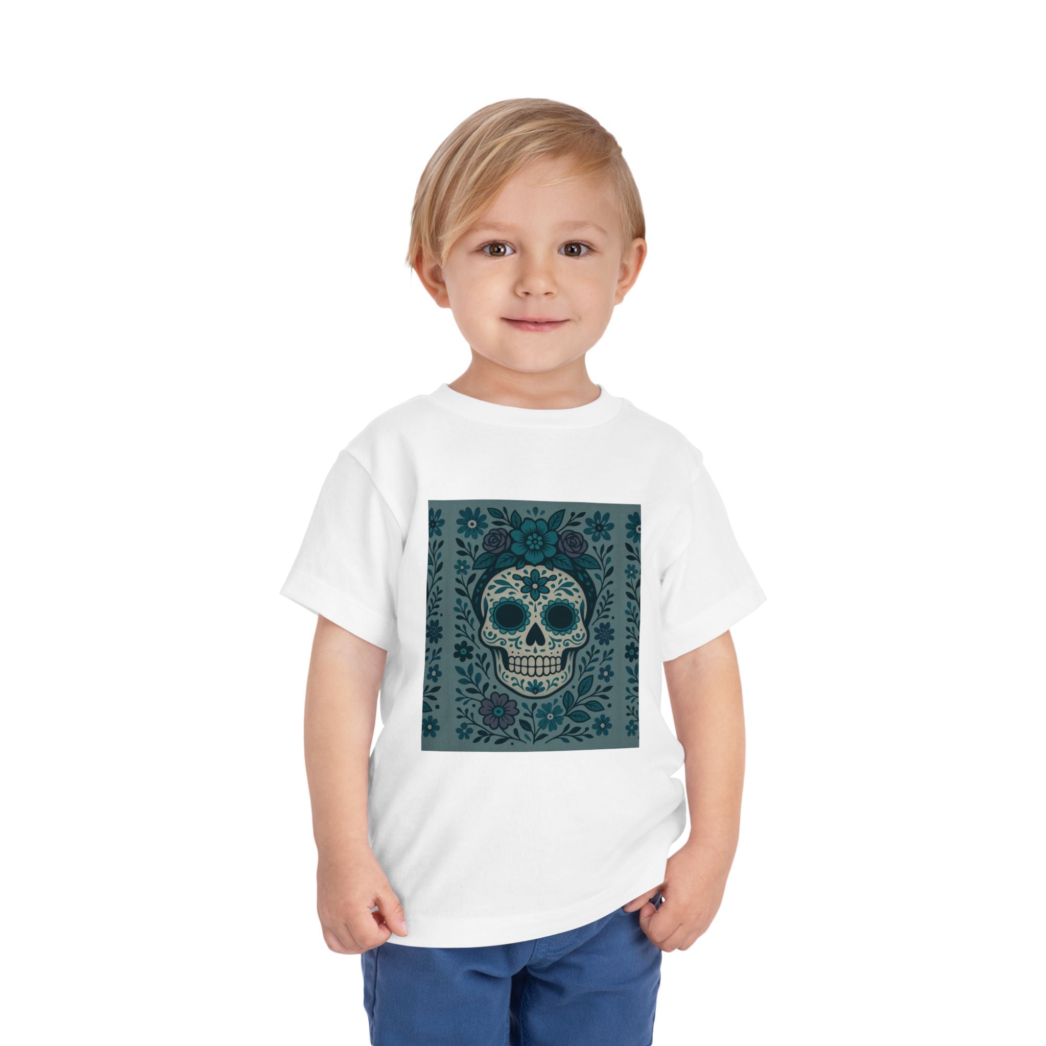 MOSiQ | Day of the Dead  Sugar Skull Toddler Tee, Kids' Halloween Shirt, Día de los Muertos Gift, Cute Toddler Outfit, Toddler Graphic T-Shirt