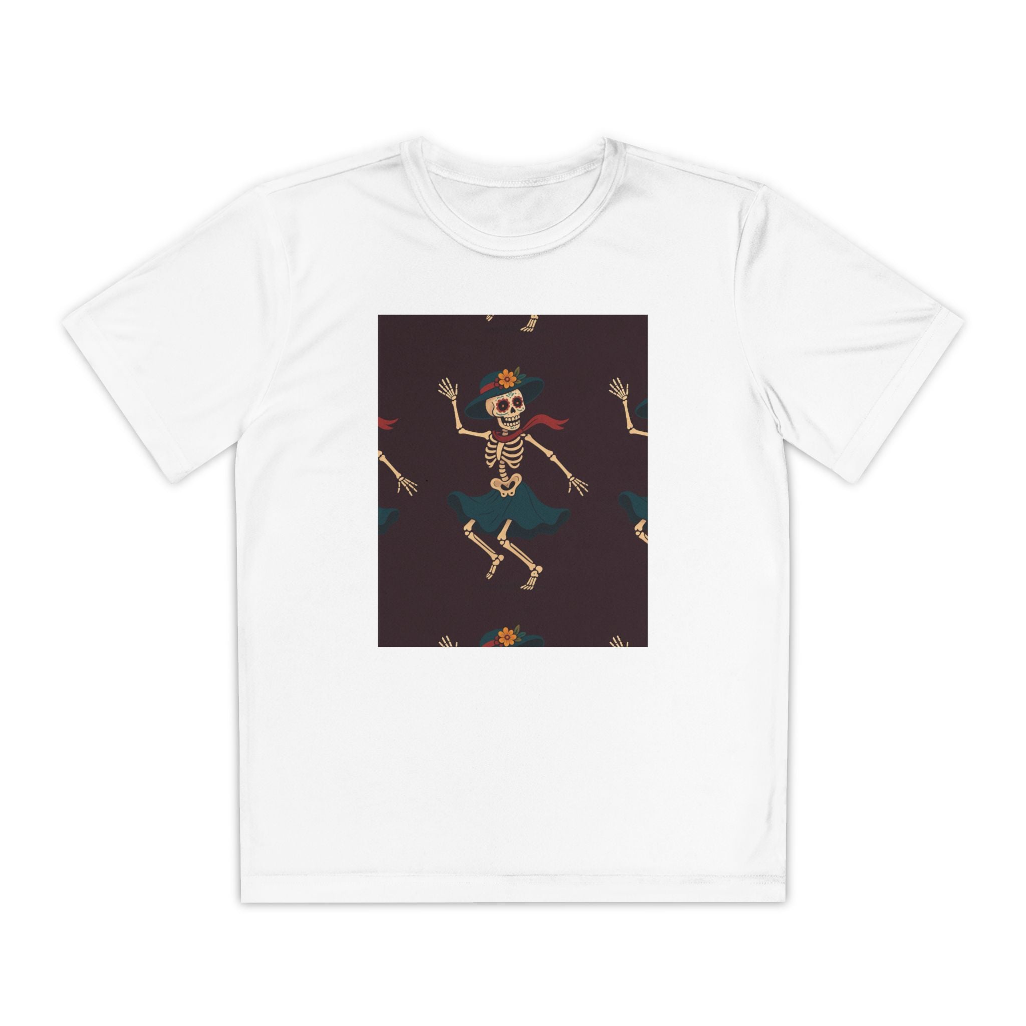 MOSiQ | Day of the Dead Kids Skeleton Costume Youth Skeleton Dance Tee, Fun Halloween Shirt for Kids, Spooky Costume Top, Trendy Skeleton Graphic T-Shirt, Perfect for Parties, Gifts