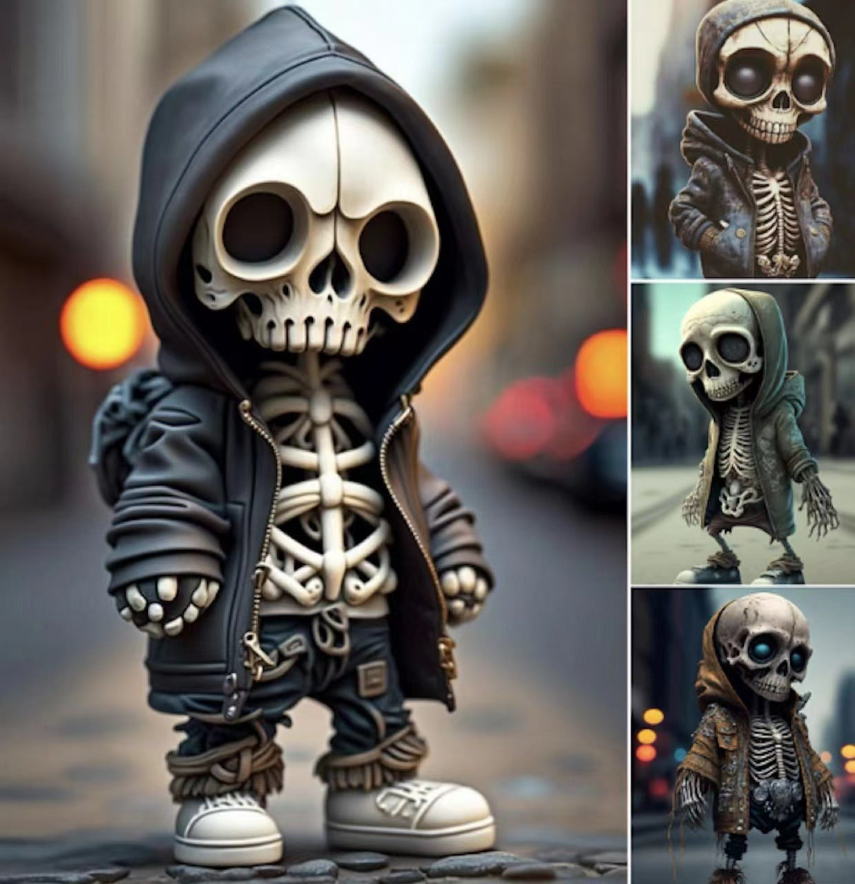 MOSiQ | Day of the Dead Halloween Cool Skeleton Figurines Halloween Skeleton Doll Resin Ornament Home Decor