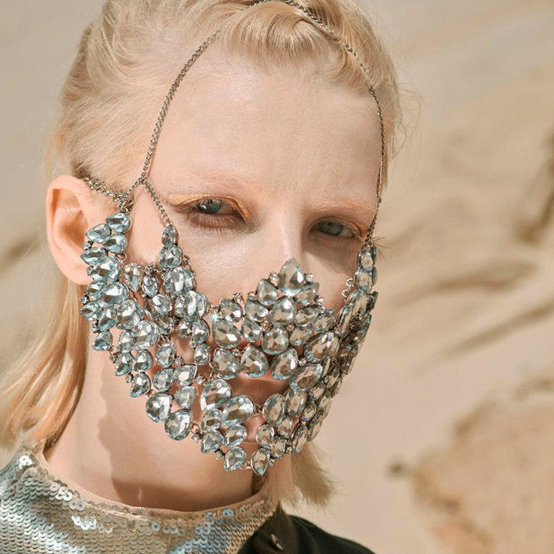 MOSiQ | Day of the Dead Exaggerated Rhinestone Mask European And American Fashion Masquerade