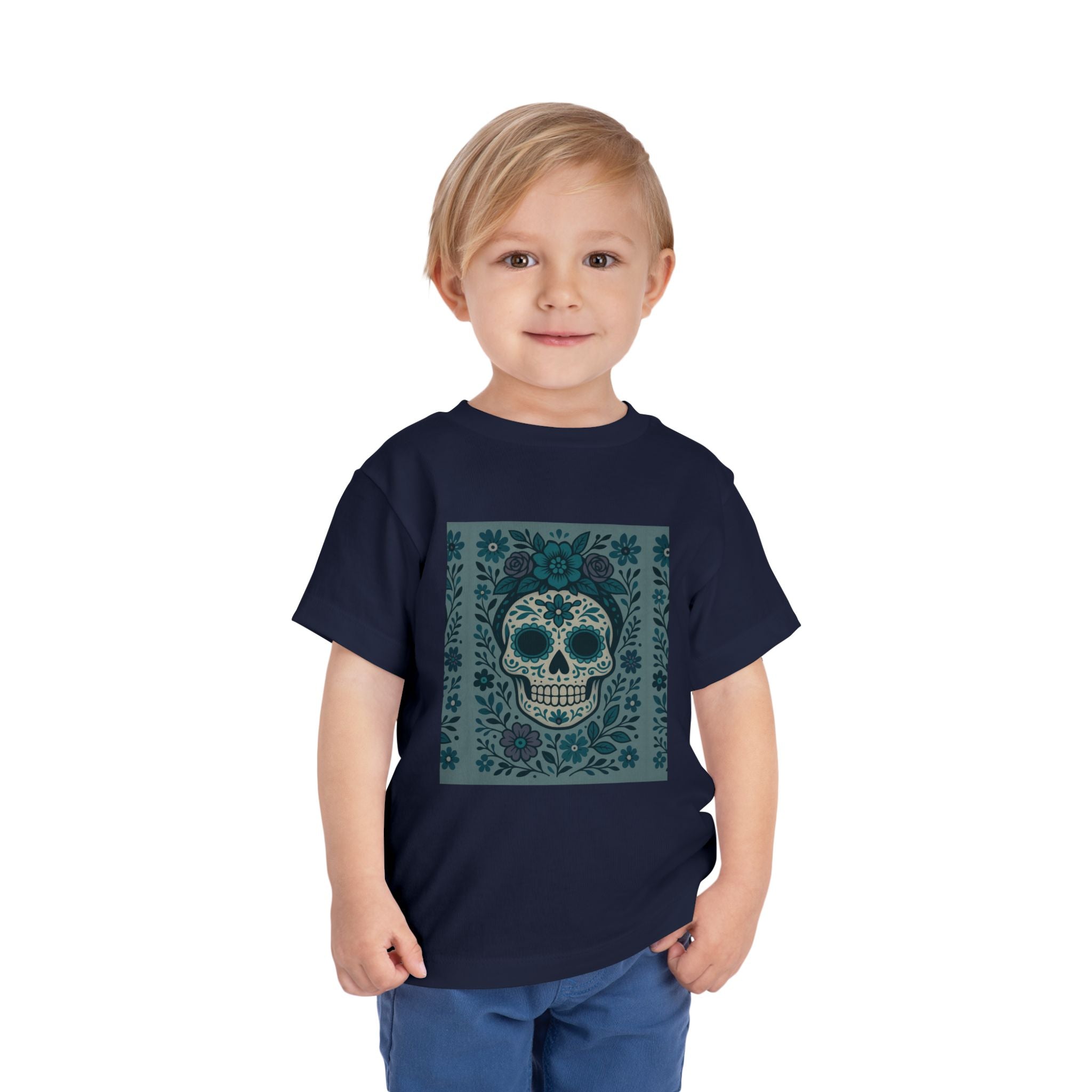 MOSiQ | Day of the Dead  Sugar Skull Toddler Tee, Kids' Halloween Shirt, Día de los Muertos Gift, Cute Toddler Outfit, Toddler Graphic T-Shirt
