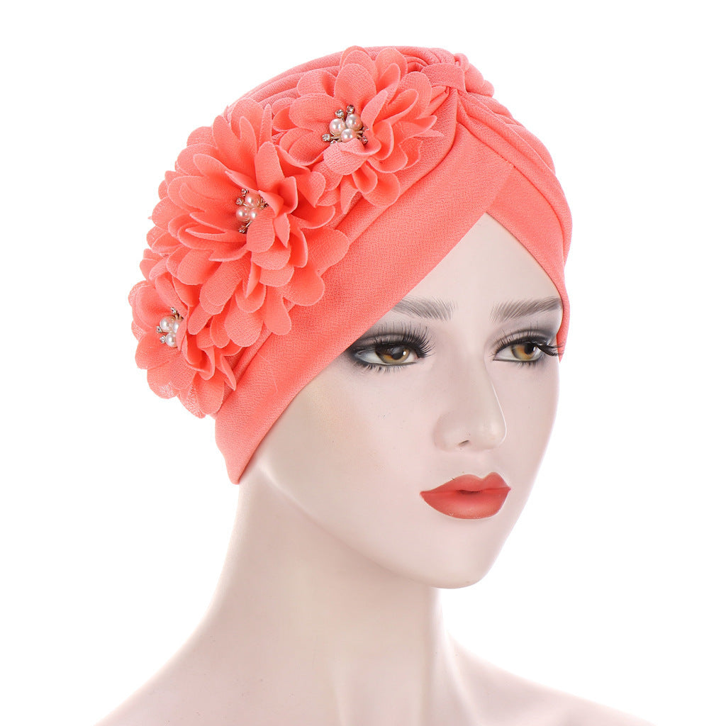 MOSiQ | Day of the Dead  Bandana Hat Pleated Three Flower Hat