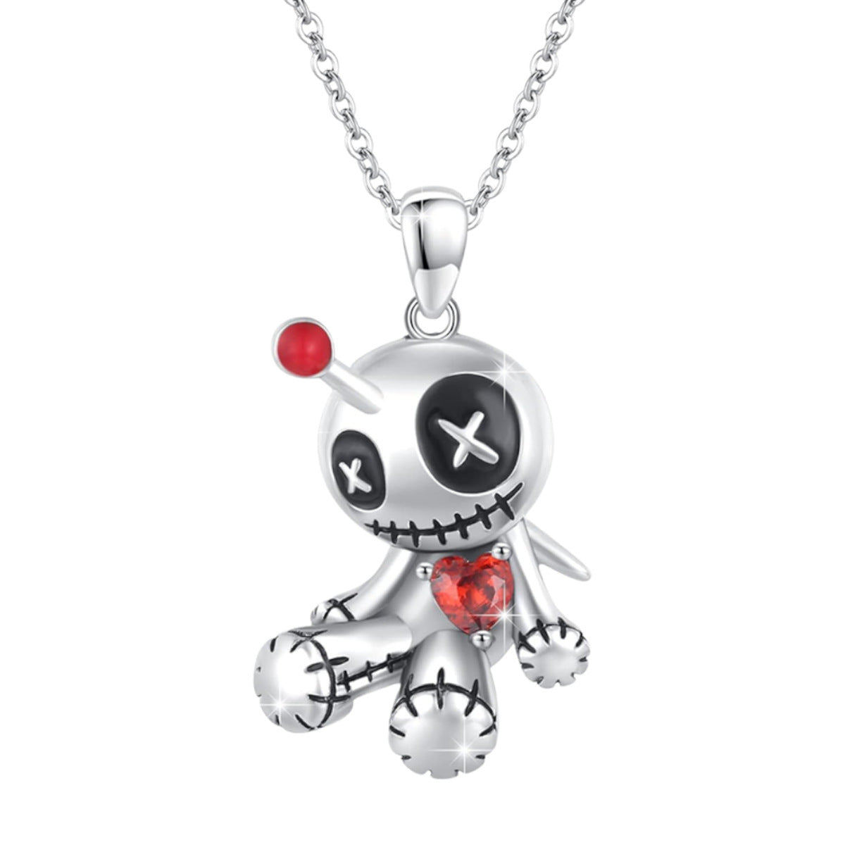 MOSiQ | Day of the Dead Cartoon Red Heart Voodoo Doll Necklace Halloween Personality Clavicle Necklace Fashion Jewelry Accessories