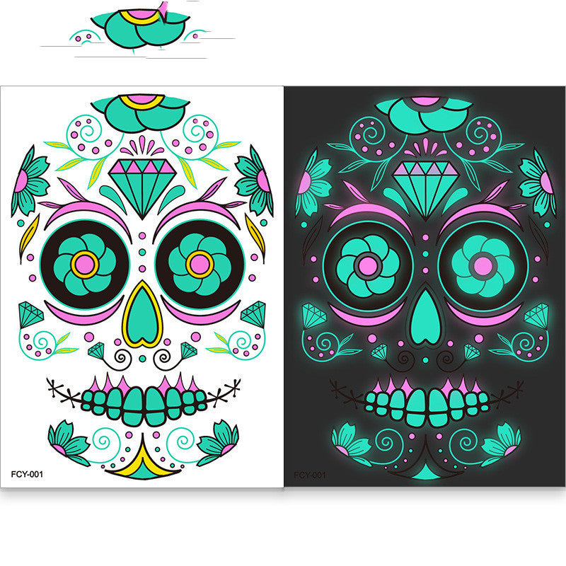 MOSiQ | Day of the Dead  Funny Halloween Two-color Luminous Tattoo Sticker Face