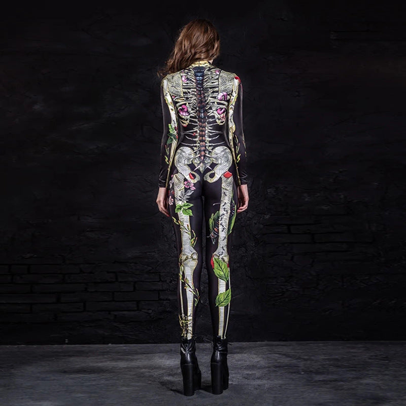 MOSiQ | Day of the Dead  Costume Body Skeleton Tight Jumpsuit