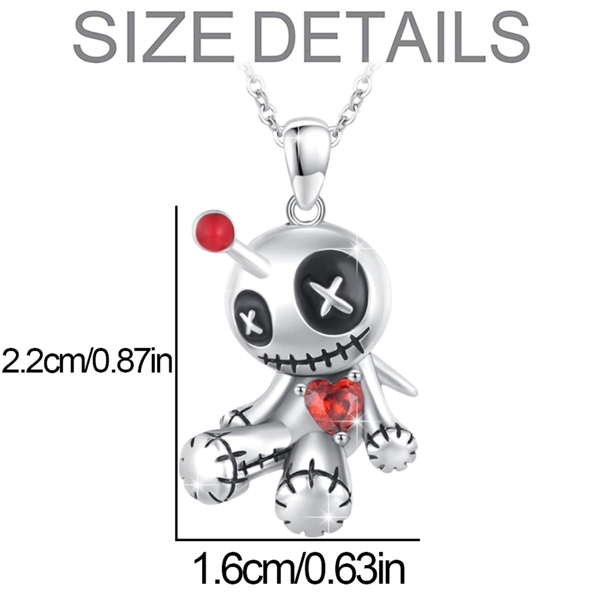 MOSiQ | Day of the Dead Cartoon Red Heart Voodoo Doll Necklace Halloween Personality Clavicle Necklace Fashion Jewelry Accessories