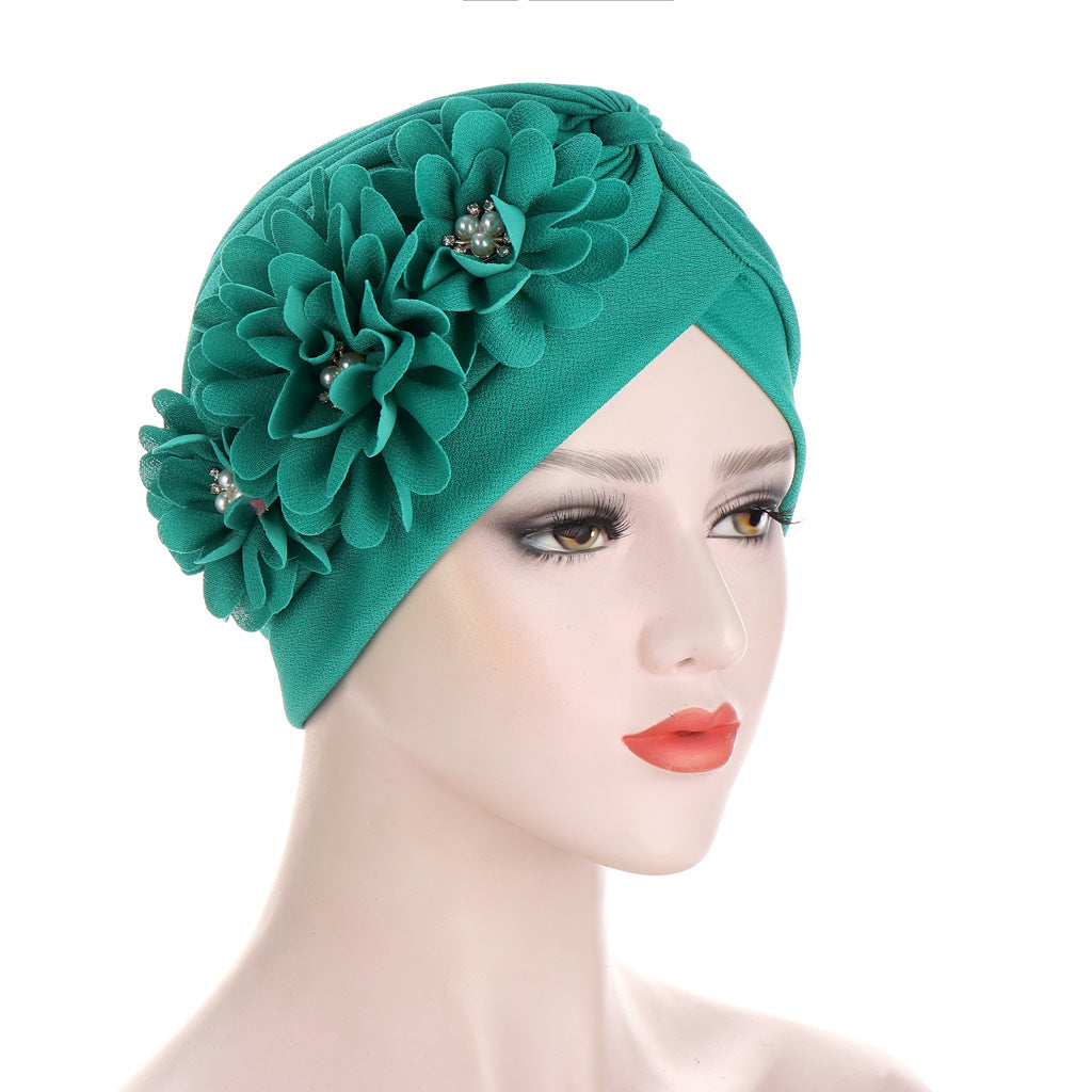 MOSiQ | Day of the Dead  Bandana Hat Pleated Three Flower Hat
