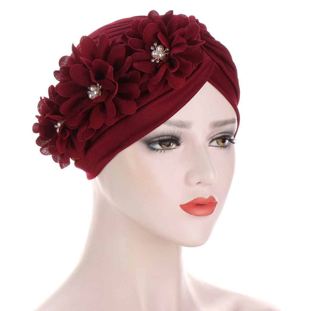 MOSiQ | Day of the Dead  Bandana Hat Pleated Three Flower Hat