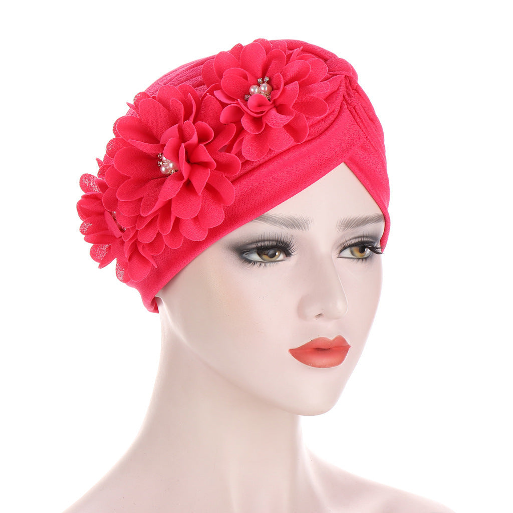 MOSiQ | Day of the Dead  Bandana Hat Pleated Three Flower Hat