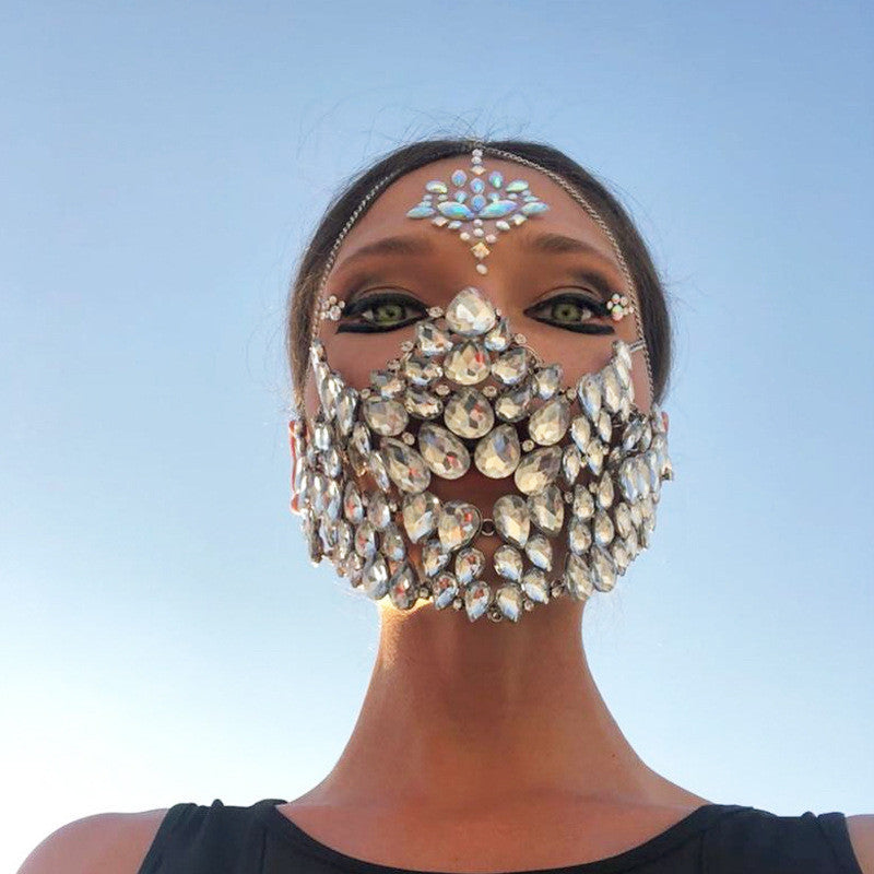 MOSiQ | Day of the Dead Exaggerated Rhinestone Mask European And American Fashion Masquerade