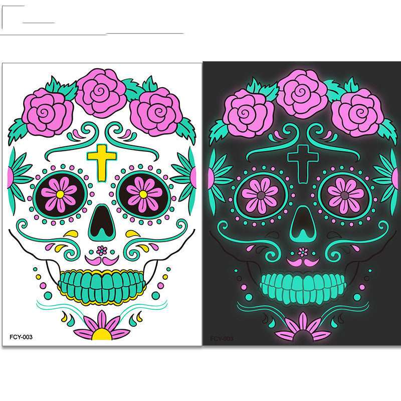 MOSiQ | Day of the Dead  Funny Halloween Two-color Luminous Tattoo Sticker Face