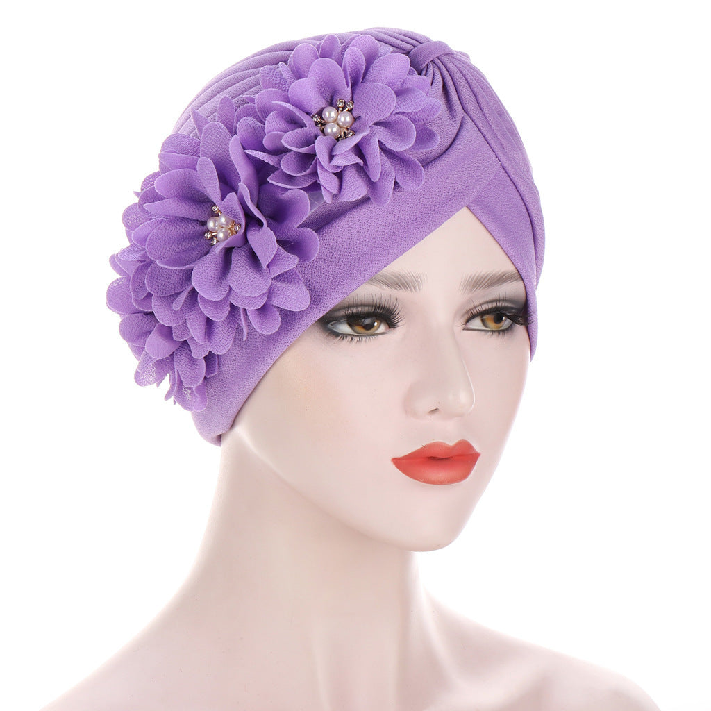 MOSiQ | Day of the Dead  Bandana Hat Pleated Three Flower Hat