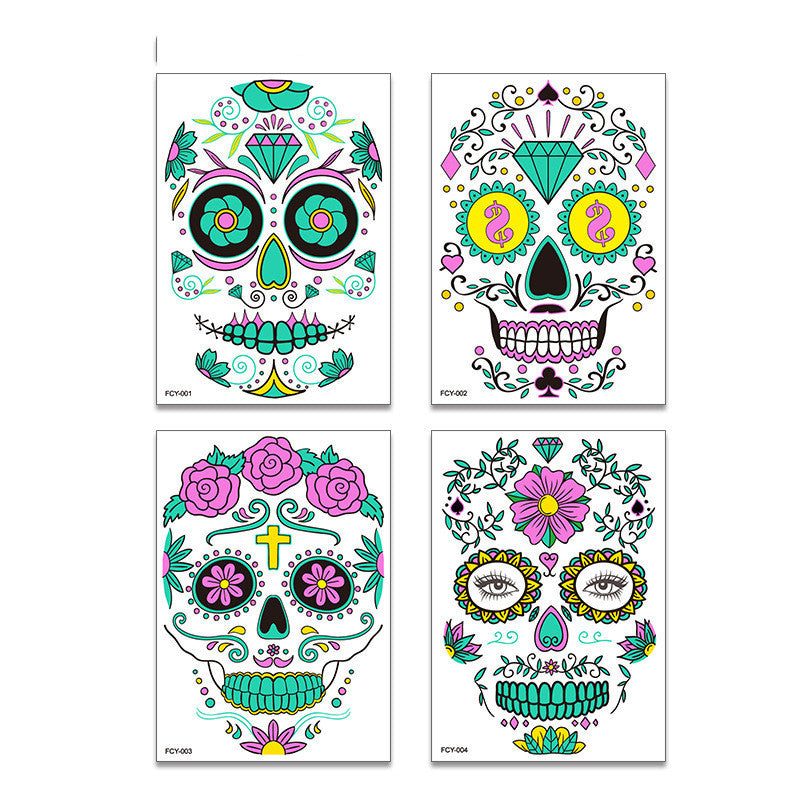 MOSiQ | Day of the Dead  Funny Halloween Two-color Luminous Tattoo Sticker Face